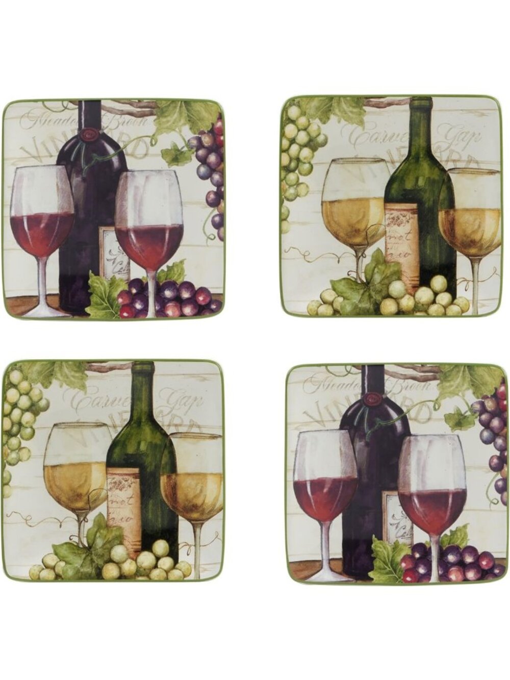 Colorful Set of 4 Assorted 6" Canape Luncheon Plates - Perfect for Entertaining!